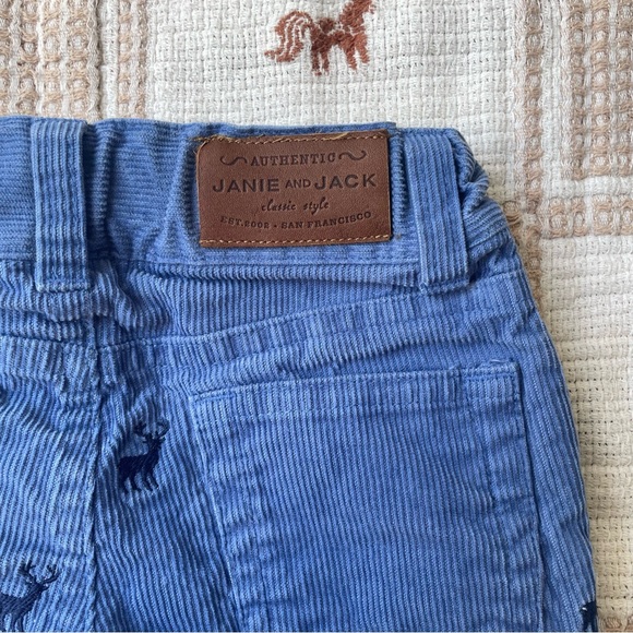 Janie & Jack Blue Corduroy Pants Embroidered Deer - Picture 3 of 4